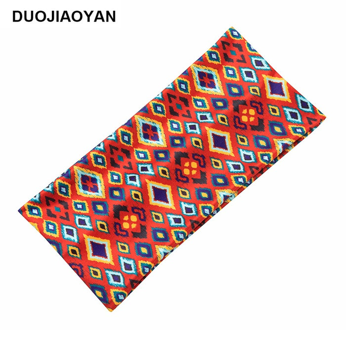 Wholesale Stretch Printed Headband Ethnic Style Pattern Wide Side Hairband MOQ≥3 JDC-HD-Jiaoy016