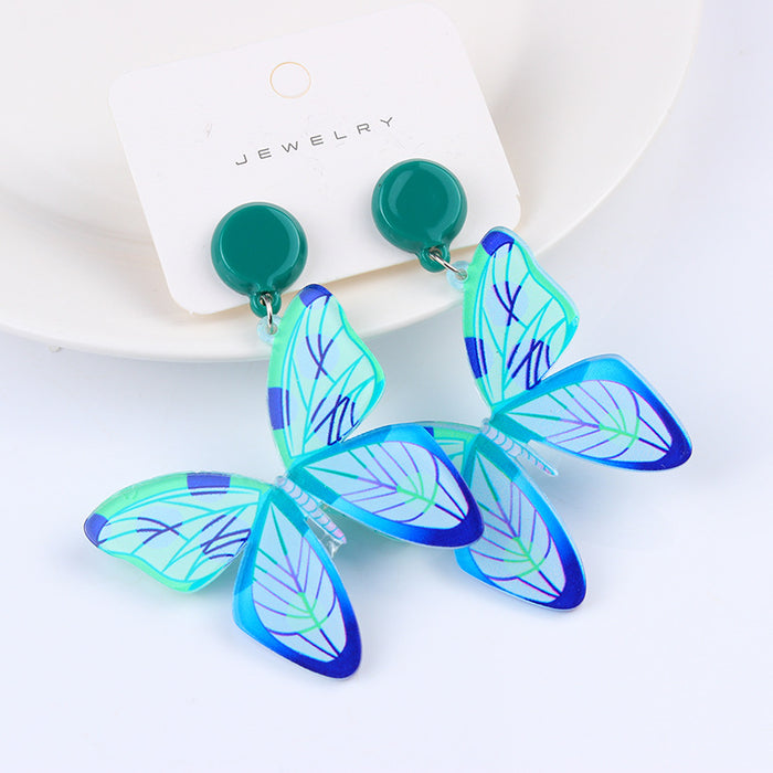 Wholesale Big Butterfly Simple Fashion Embossed Print Earrings MOQ≥2 JDC-ES-DUAI007