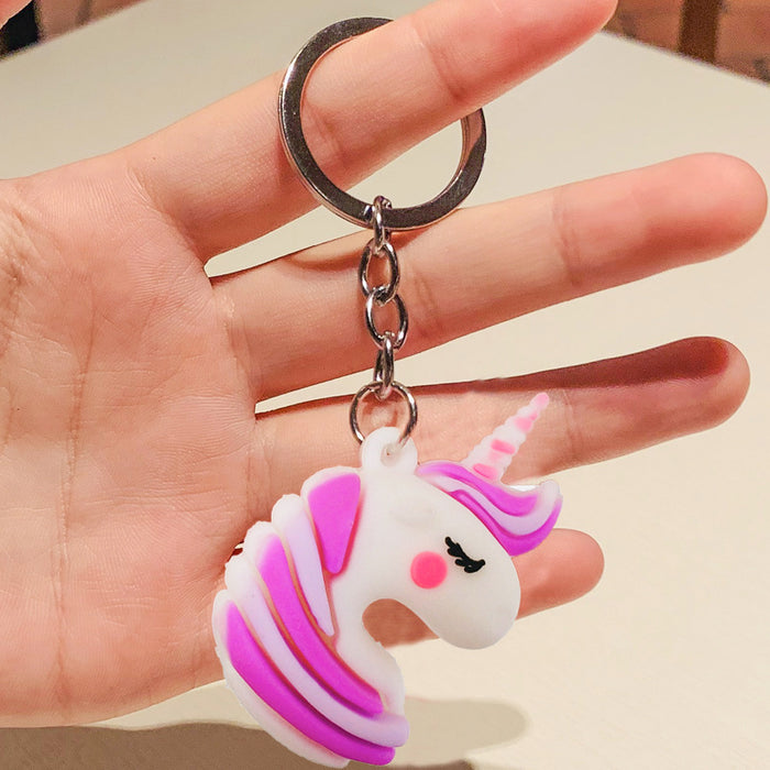 Wholesale Keychains PVC Cute Cartoon Anime Unicorn MOQ≥2 JDC-KC-PLei015