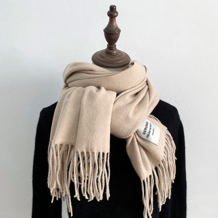 Wholesale Scarf Polyester Cotton Winter Thickening Warm Shawl Solid Color JDC-SF-Qianx003