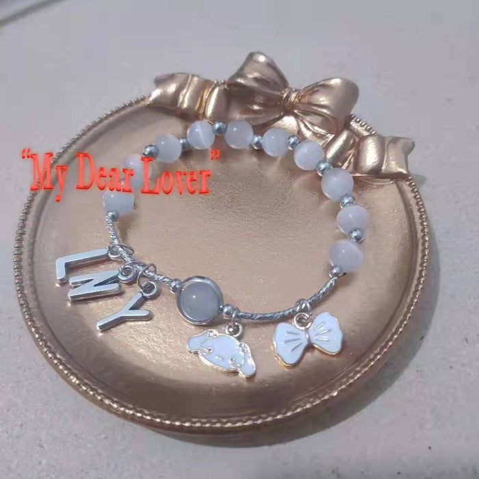 Wholesale Opal Bracelet ins Cute Simple Letter Bracelet JDC-BT-NiHuang009