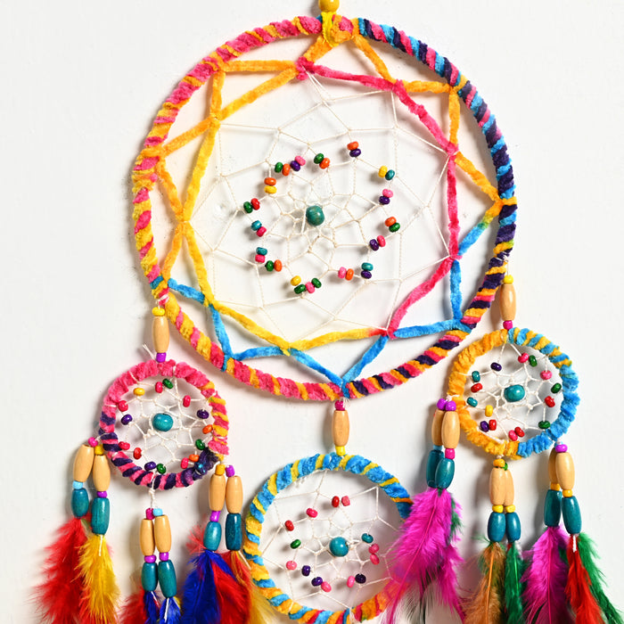 Jewelry WholesaleWholesale Colorful Iron Ring Feather Velvet Colorful Beads Dreamcatcher JDC-DC-JunX004 Dreamcatcher 俊贤 %variant_option1% %variant_option2% %variant_option3%  Factory Price JoyasDeChina Joyas De China