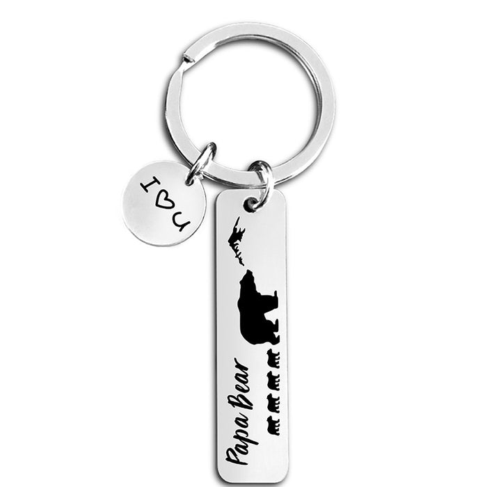 Wholesale metal keychain pendant bear father's day holiday gift metal keychain lettering MOQ≥2  JDC-KC-GangGu042