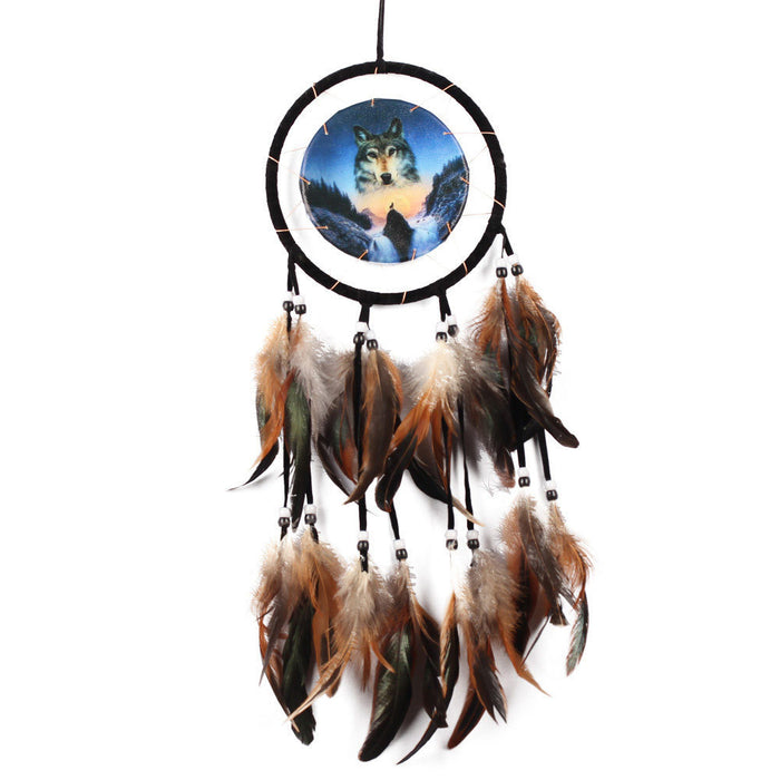 Jewelry WholesaleWholesale Indian Style Flocking Cloth Feather Oil Painting Wolf Totem Dreamcatcher MOQ≥2 JDC-DC-BGN003 Dreamcatcher 布谷鸟 %variant_option1% %variant_option2% %variant_option3%  Factory Price JoyasDeChina Joyas De China