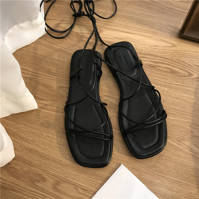 Jewelry WholesaleWholesale Vintage Open Toe Lace Up Summer Flat Soft Sole Sandals JDC-SD-JingL001 Sandal 锦礼 %variant_option1% %variant_option2% %variant_option3%  Factory Price JoyasDeChina Joyas De China