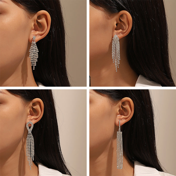 Wholesale Earrings Alloy Exaggerated Full Drilled Tassel JDC-ES-A539