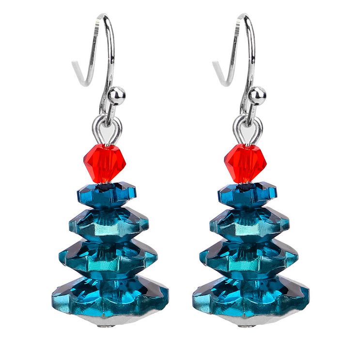 Wholesale Christmas Tree Earrings Multilayer Electroplating Crystal Earrings MOQ≥3 JDC-ES-QiuX001