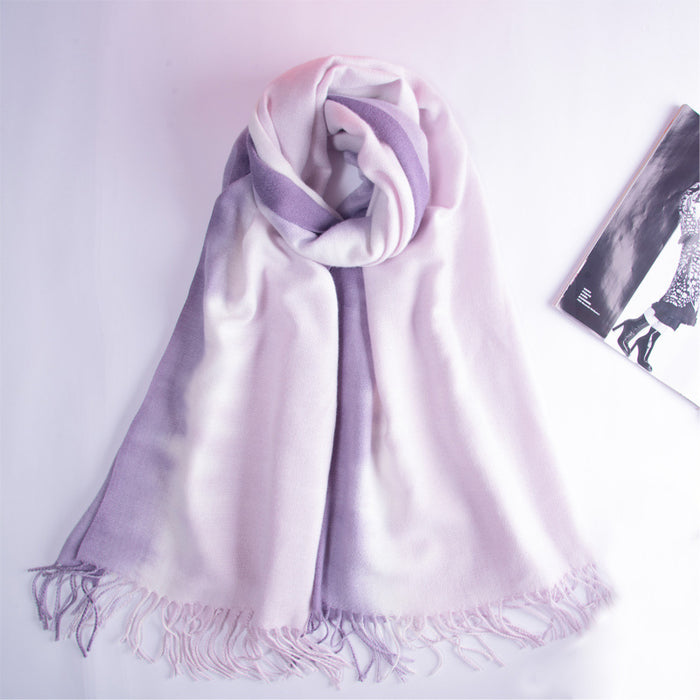 Wholesale Scarf Imitation Cashmere Gradient Thickened Thermal Shawl JDC-SF-Randai004