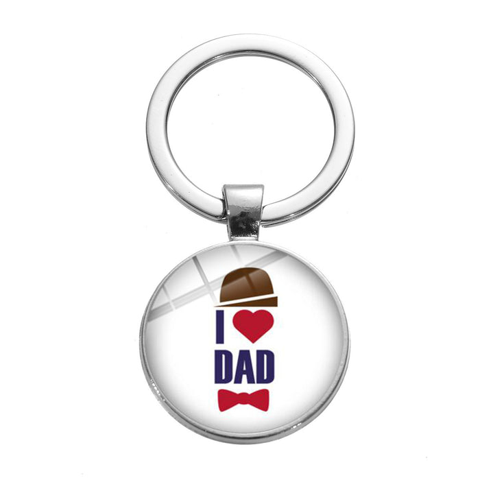 Wholesale Father's Day Gift Alloy Glass Time Gemstone Keychain JDC-KC-SongX007