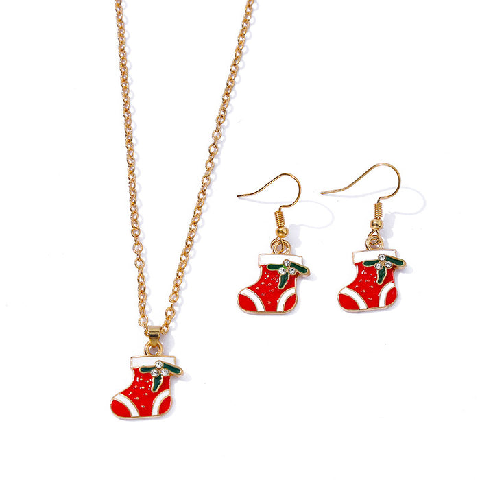 Wholesale Necklaces Alloy Christmas Collection Necklace Earrings Set MOQ≥2set JDC-NE-KaiWei003