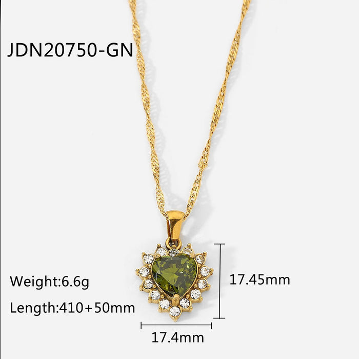 Jewelry WholesaleWholesale Zircon Heart Shape Stainless Steel Jewelry 18k Gold Chain Necklace JDC-NE-JD388 necklaces 杰鼎 %variant_option1% %variant_option2% %variant_option3%  Factory Price JoyasDeChina Joyas De China