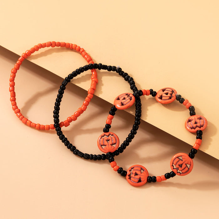 Wholesale Earring Alloy Halloween Skull Color Rice Bead Bracelet Earrings JDC-ES-MOM018