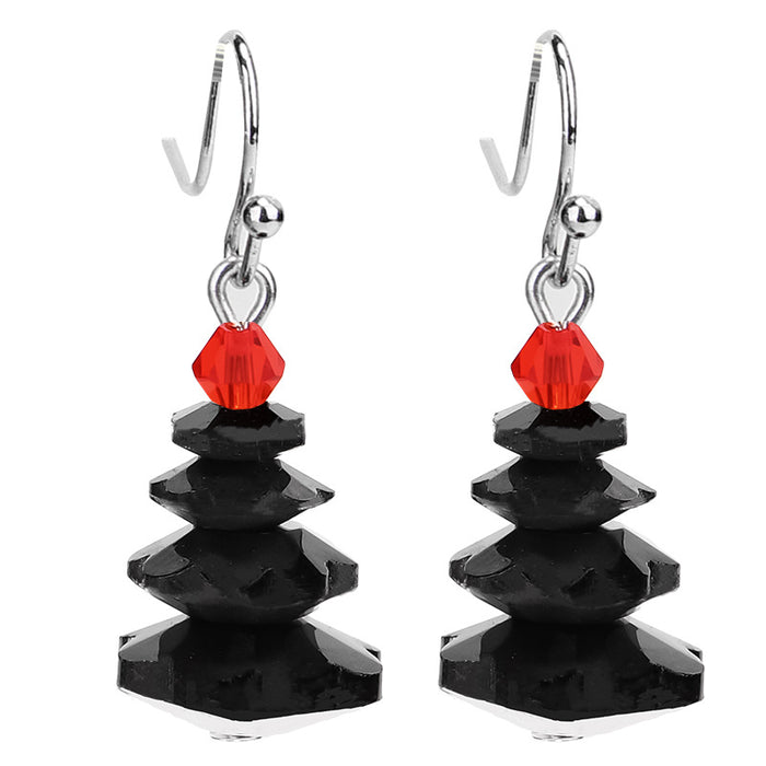 Wholesale Christmas Tree Earrings Multilayer Electroplating Crystal Earrings MOQ≥3 JDC-ES-QiuX001