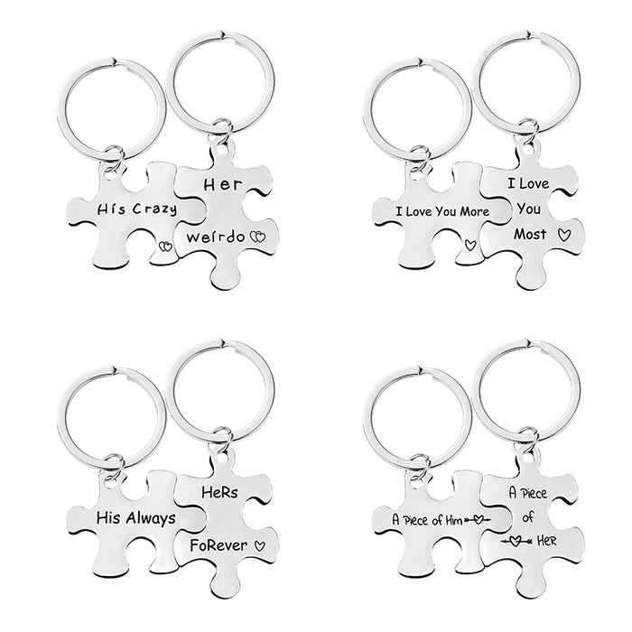 Jewelry WholesaleWholesale Stainless Steel Couple Puzzle Plating Metal Keychain JDC-KC-GangGu006 Keychains 钢古 %variant_option1% %variant_option2% %variant_option3%  Factory Price JoyasDeChina Joyas De China