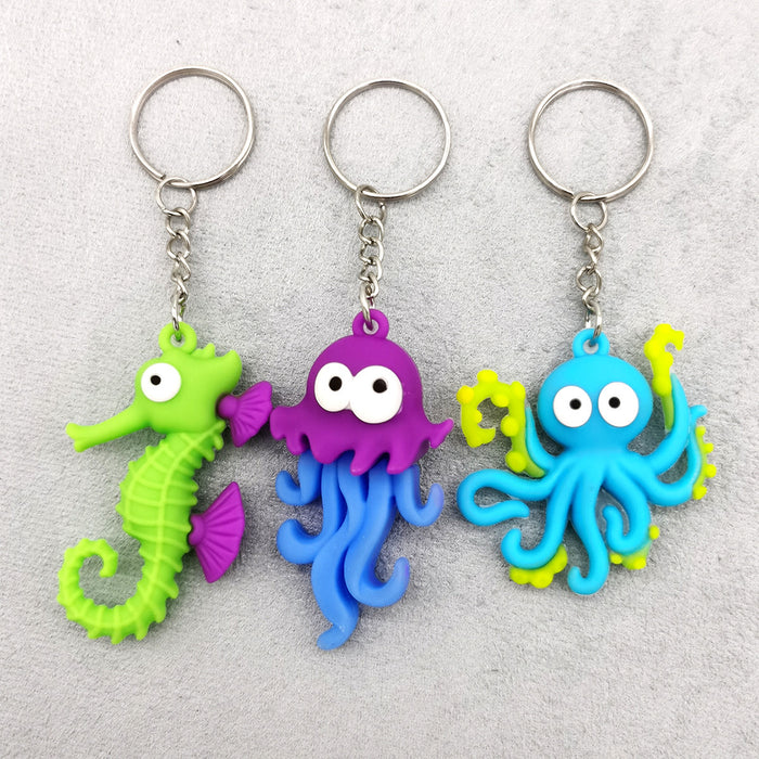 Jewelry WholesaleWholesale PVC Soft Rubber Simulation Sea Animal Squid Keychain MOQ≥2 JDC-KC-QiShi019 Keychains 奇释 %variant_option1% %variant_option2% %variant_option3%  Factory Price JoyasDeChina Joyas De China