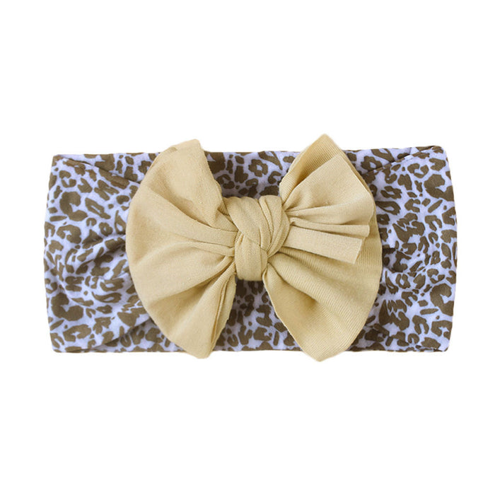 Wholesale leopard print solid color bow nylon bandana baby sweatband JDC-HD-ML030