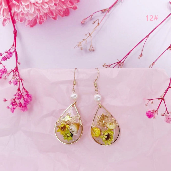 Jewelry WholesaleWholesale geometric natural rose pearl dried flower earrings JDC-ES-XuanY006 Earrings 宣妍 %variant_option1% %variant_option2% %variant_option3%  Factory Price JoyasDeChina Joyas De China