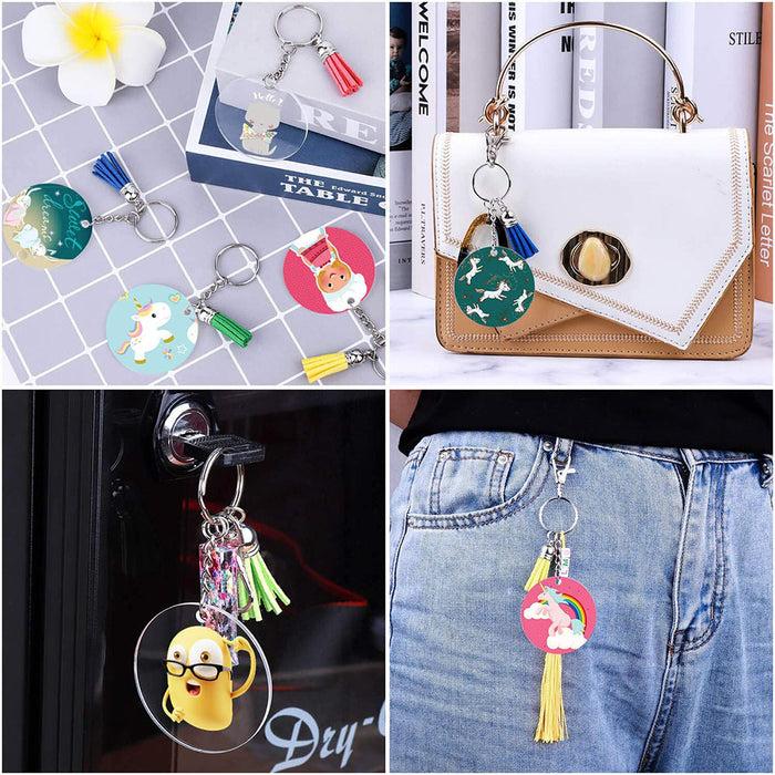 Wholesale DIY Crafts Acrylic Custom Keychain Blank Multicolor Tassel Pendant  MOQ≥2 JDC-KC-YShang001