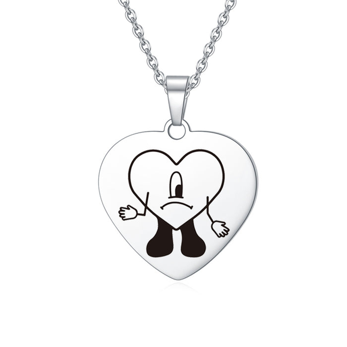 Wholesale Necklace Stainless Steel Corrosion Drop Oil Heart Shape MOQ≥2 (F) JDC-NE-XiM003