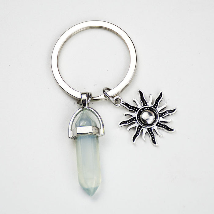 Jewelry WholesaleWholesale Sun Moon Natural Stone Hexagon Pillar Crystal Couple Alloy Keychain JDC-KC-SiShuo001 Keychains 思硕 %variant_option1% %variant_option2% %variant_option3%  Factory Price JoyasDeChina Joyas De China