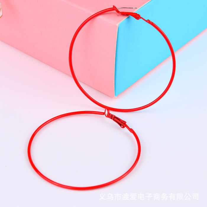 Jewelry WholesaleWholesale Spray Paint Candy Fifteen Colors Big Circle Earrings JDC-ES-DUAI008 Earrings 渡爱 %variant_option1% %variant_option2% %variant_option3%  Factory Price JoyasDeChina Joyas De China