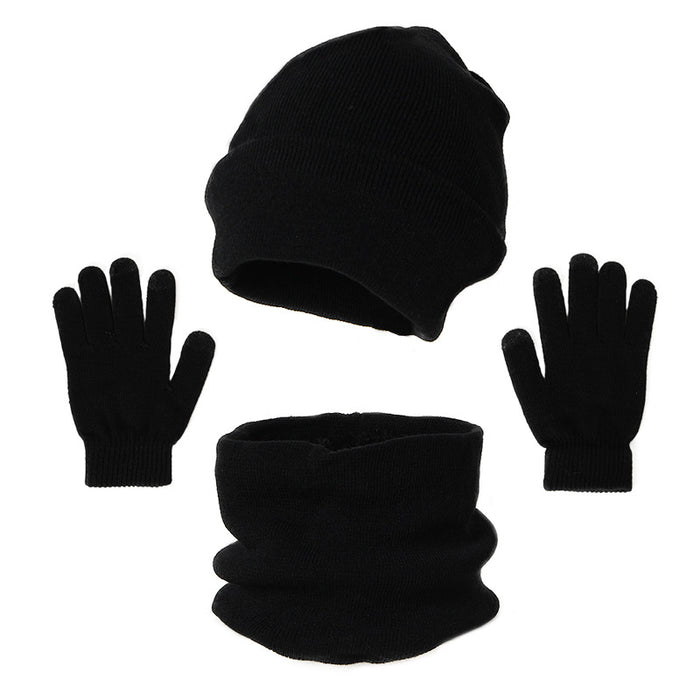 Wholesale Hat Acrylic Knitted Warm Scarf Gloves Three-Piece Set JDC-FH-Shengs006