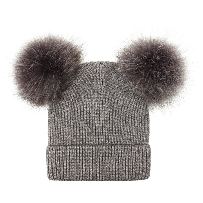 Wholesale Hat Wool and Fleece Double Wool Ball Parent-child Hat MOQ≥2 JDC-FH-Xiami003