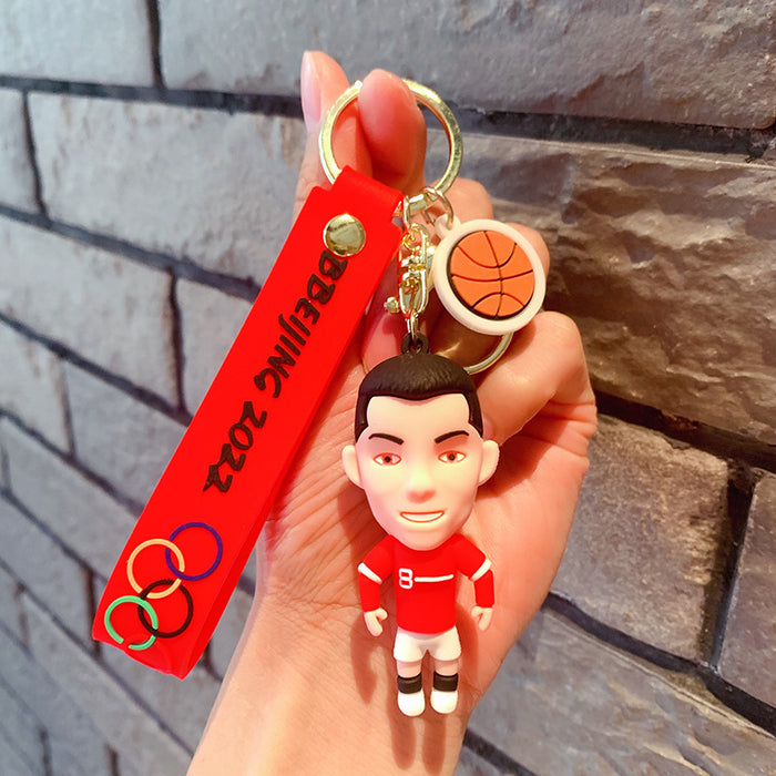 Wholesale Keychains For Backpacks World Cup Footballer Cartoon PVC Keychain JDC-KC-OShi023