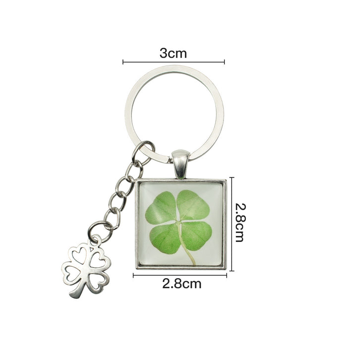 Wholesale Clover Keychain Square Clover Pendant MOQ≥2 JDC-KC-ZaoY003