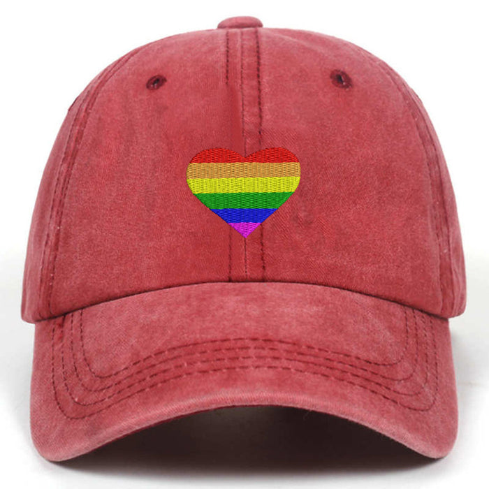 Wholesale rainbow peach heart embroidery baseball cap MOQ≥2 JDC-FT-QiuXi004