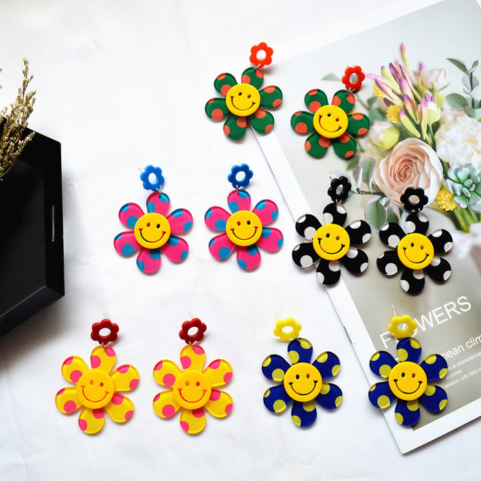 Jewelry WholesaleWholesale Acrylic Colorful Flower Smiley Earrings JDC-ES-XNuo006 Earrings 协诺 %variant_option1% %variant_option2% %variant_option3%  Factory Price JoyasDeChina Joyas De China