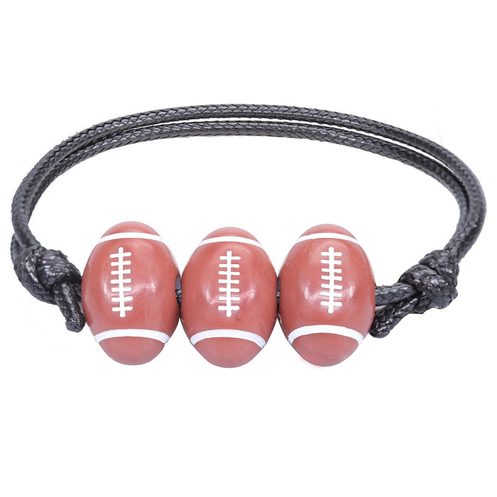 Wholesale Bracelet Basketball Baseball Wax Thread Braided Tennis Rugby Bracelet MOQ≥2 JDC-BT-Yiye026