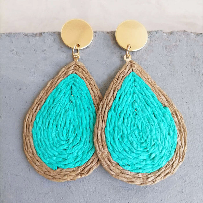 Wholesale Jewelry Ladies Braided Rattan Earrings  MOQ≥3 JDC-ES-heyi011