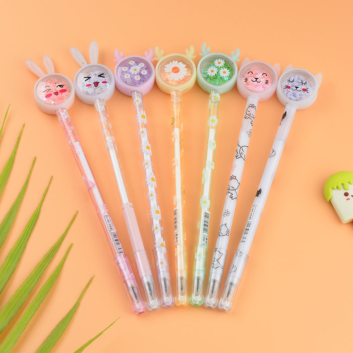 Wholesale Cartoon Antlers Cat Sequin Plastic Ballpoint Pen MOQ≥2 JDC-BP-XHZ005