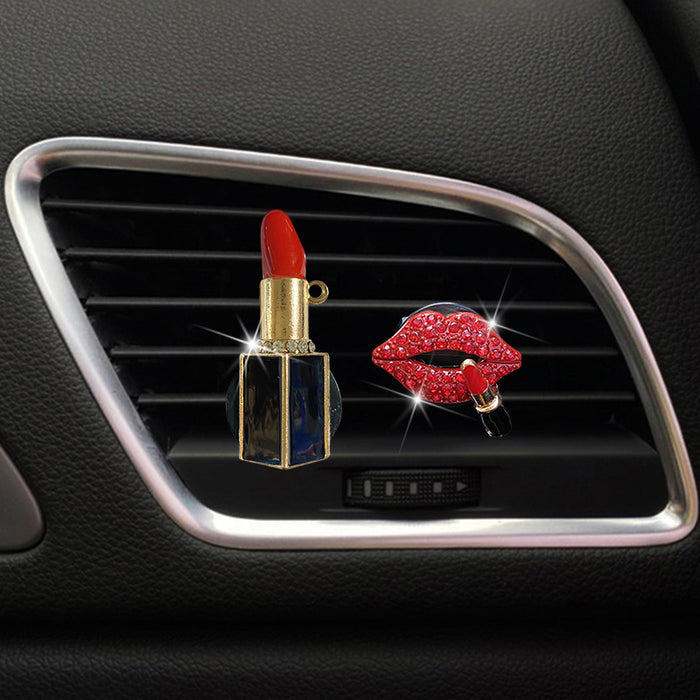 Wholesale Car Accessories Metal Lips Lipstick Diamonds Outlet Perfume Clip MOQ≥2 JDC-CA-ZNYK012