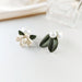 Jewelry WholesaleWholesale asymmetric leaf gardenia flower pearl alloy earrings JDC-ES-HZQ004 Earrings 青之荷 %variant_option1% %variant_option2% %variant_option3%  Factory Price JoyasDeChina Joyas De China