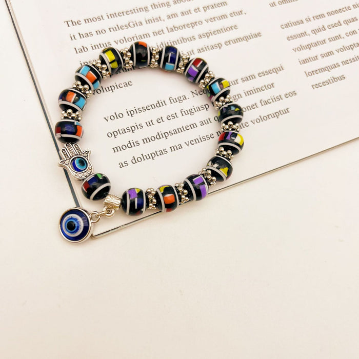 Wholesale Christmas Colorful Blue Eyes Stretch Bracelet MOQ≥2  JDC-BT-QingH003