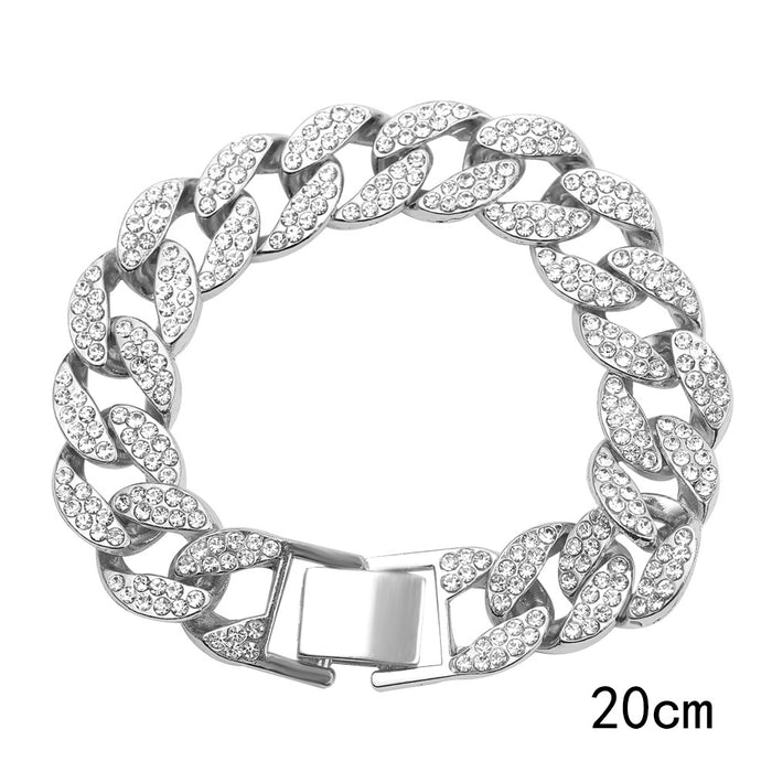 Wholesale Cuban Chain Crystal Bracelet Hip Hop Full of Diamonds MOQ≥5 JDC-BT-ShaoH003