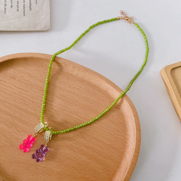 Wholesale Color Beaded Necklace Girlish Love Pendant JDC-NE-NQ002