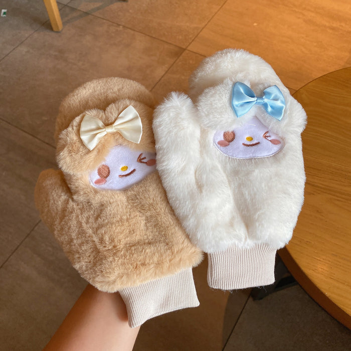 Wholesale Gloves Polyester Plus Velvet Cute Cartoon Bow Bunny MOQ≥2 JDC-GS-JingZ007