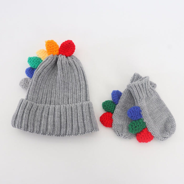 Wholesale Gloves Wool Children's Cartoon Dinosaur Knitted Hat 2 Piece Set MOQ≥2 JDC-GS-JunC003