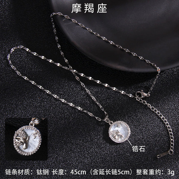 Jewelry WholesaleWholesale Twelve Constellation Gemstone Titanium Steel Necklace JDC-NE-RongS010 Necklaces 荣硕 %variant_option1% %variant_option2% %variant_option3%  Factory Price JoyasDeChina Joyas De China