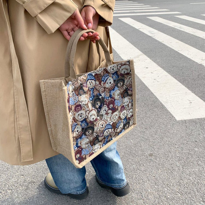 Jewelry WholesaleWholesale large capacity canvas bag Cartoon Bear commuter handbag  (F) JDC-HB-Aiben003 Handbags 艾奔 %variant_option1% %variant_option2% %variant_option3%  Factory Price JoyasDeChina Joyas De China