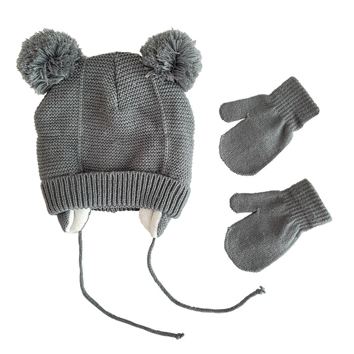 Wholesale Gloves Wool Plus Velvet Cute Children's Ear Protection Knitted Hat 2-piece Set MOQ≥2 JDC-GS-JunC004