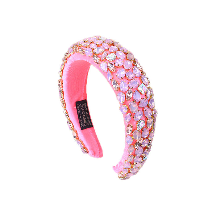 Wholesale Rhinestone Headband Thick Sponge Heavy Industry Crystal Glass Headband JDC-HD-ZXI006