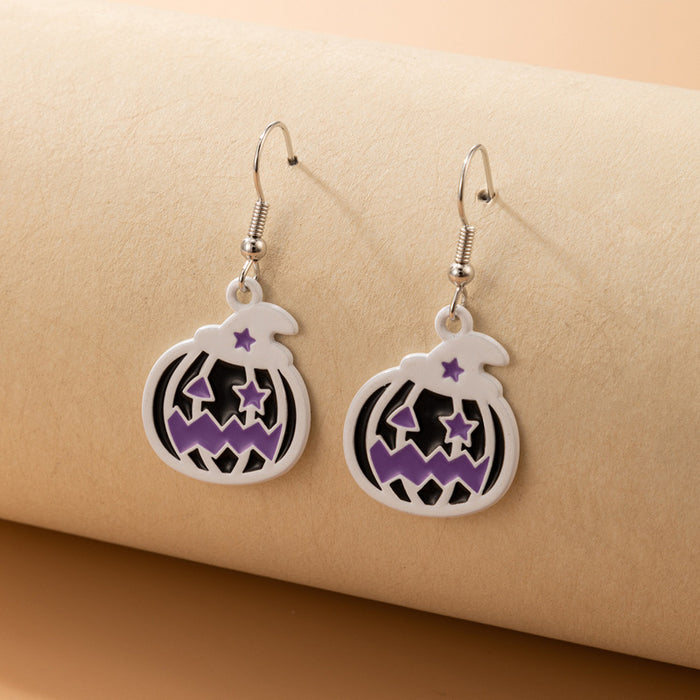 Wholesale Earrings Alloy Ceramic Halloween Pumpkin Head Earrings JDC-ES-MOM027