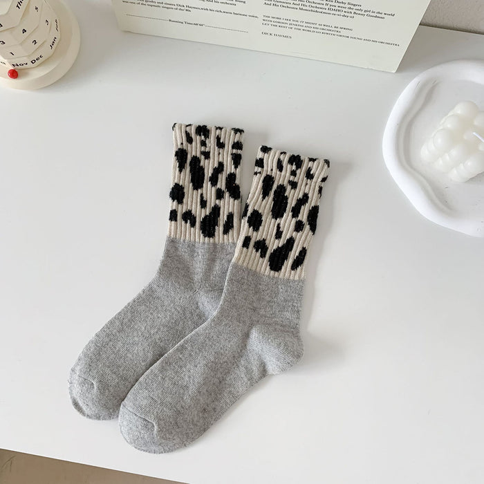 Wholesale Sock Wool Mid Tube Sweat Absorbing Winter Thickening Warm Leopard Print MOQ≥3 JDC-SK-ZJHY001