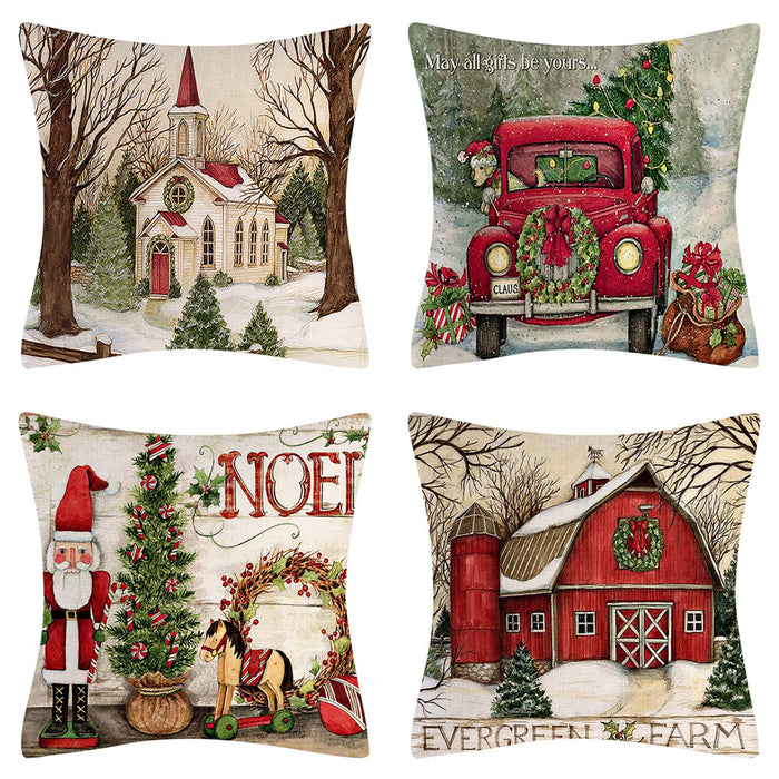 Wholesale Pillowcase Christmas Pillowcase Linen Christmas Landscape JDC-PW-Mengde003