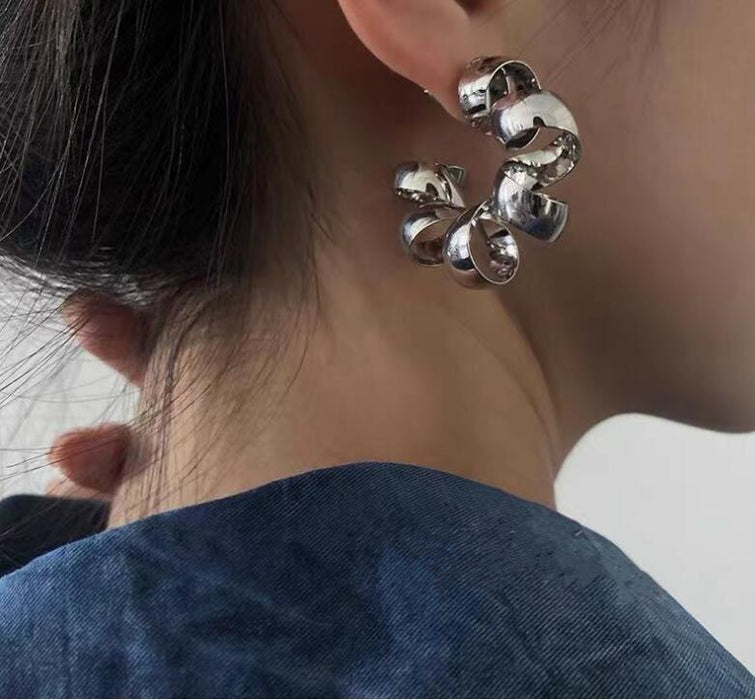 Jewelry WholesaleWholesale 925 Silver Pin Metal Twisted Twist Phone Wire Earrings JDC-ES-Dengy006 Earrings 登云 %variant_option1% %variant_option2% %variant_option3%  Factory Price JoyasDeChina Joyas De China