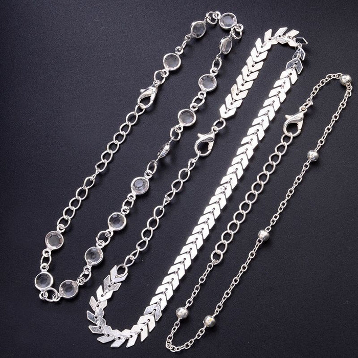 Jewelry WholesaleWholesale fashion fishbone chain Anklets JDC-AS-YeB014 Anklet 烨贝 %variant_option1% %variant_option2% %variant_option3%  Factory Price JoyasDeChina Joyas De China